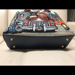 Nicole Lee USA Metallic Stitching Embroidery Inlaid Rhinestone Tote Bag